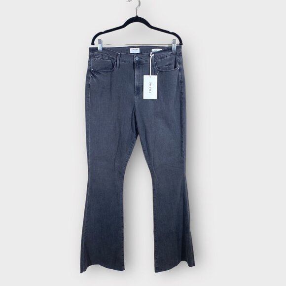 NWT Frame Denim Le High Flare Jeans High Rise Flared Leg Black, size 33 - Picture 2 of 8